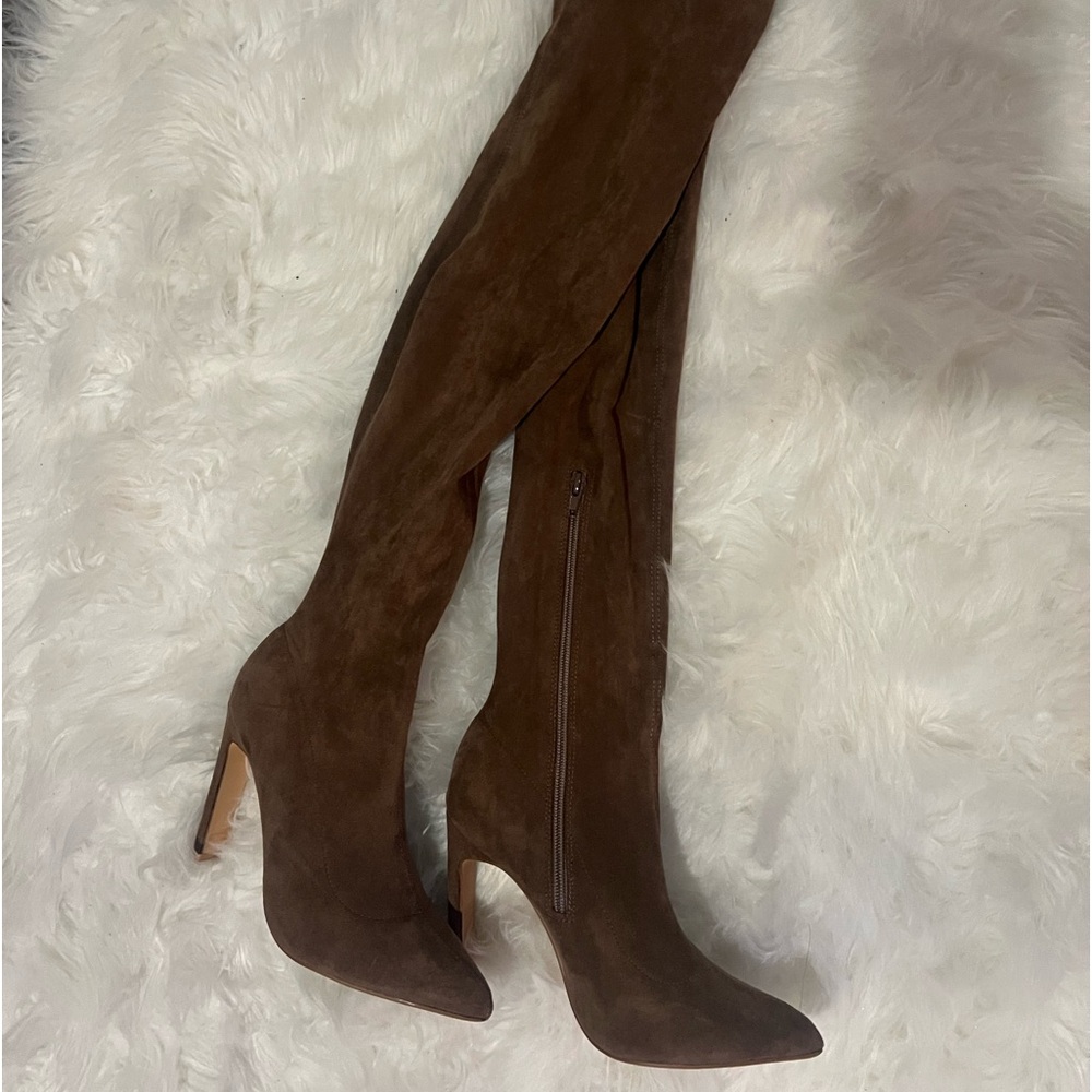 Brown Suede Over-the-Knee Boots